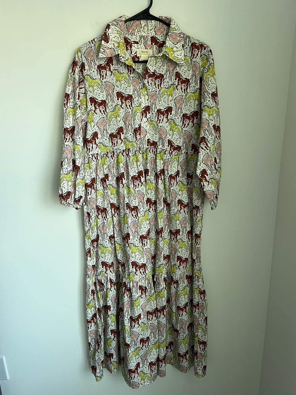 Anthropologie Maeve The Bettina Shirt Dress Horse Print Women's Size XS - Picture 4 of 8